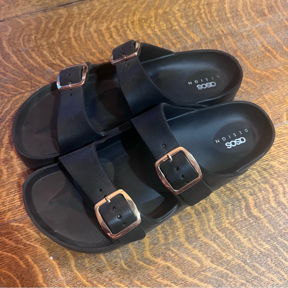 ASOS Black Sandals with Metallic Buckles